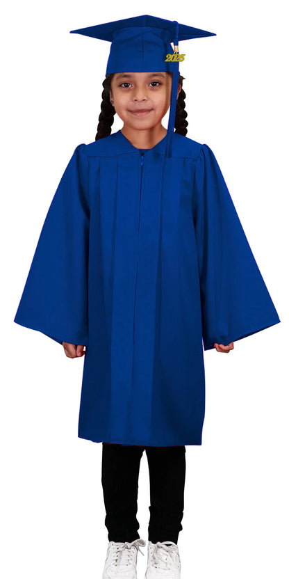 Child Matte Royal Blue Graduation Cap & Gown - Preschool & Kindergarten