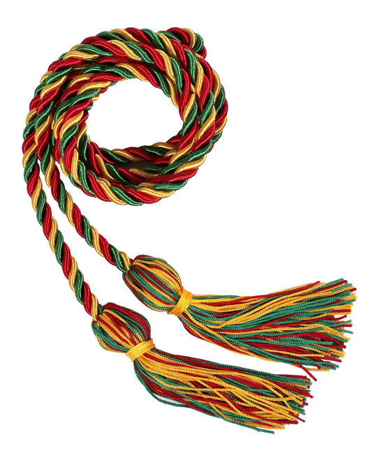 Red, Gold and Kelly Green Three Color Graduation Honor Cord