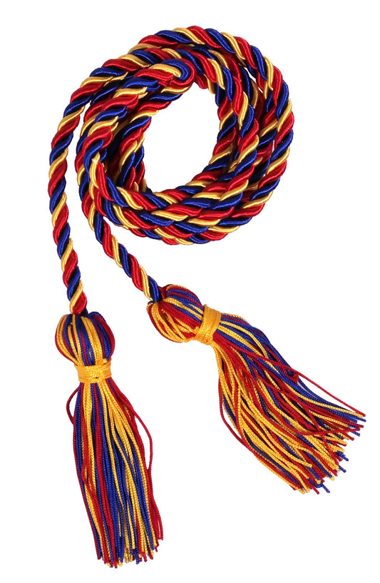 Red, Royal Blue and Gold Three Color Graduation Honor Cord