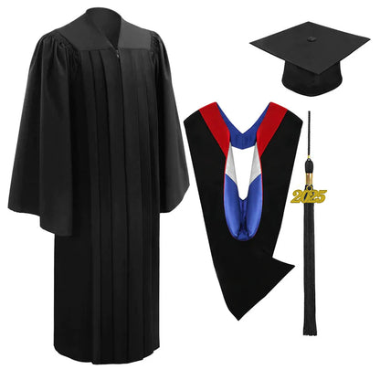 Matte Black Bachelors Cap, Gown, Tassel & Hood Package