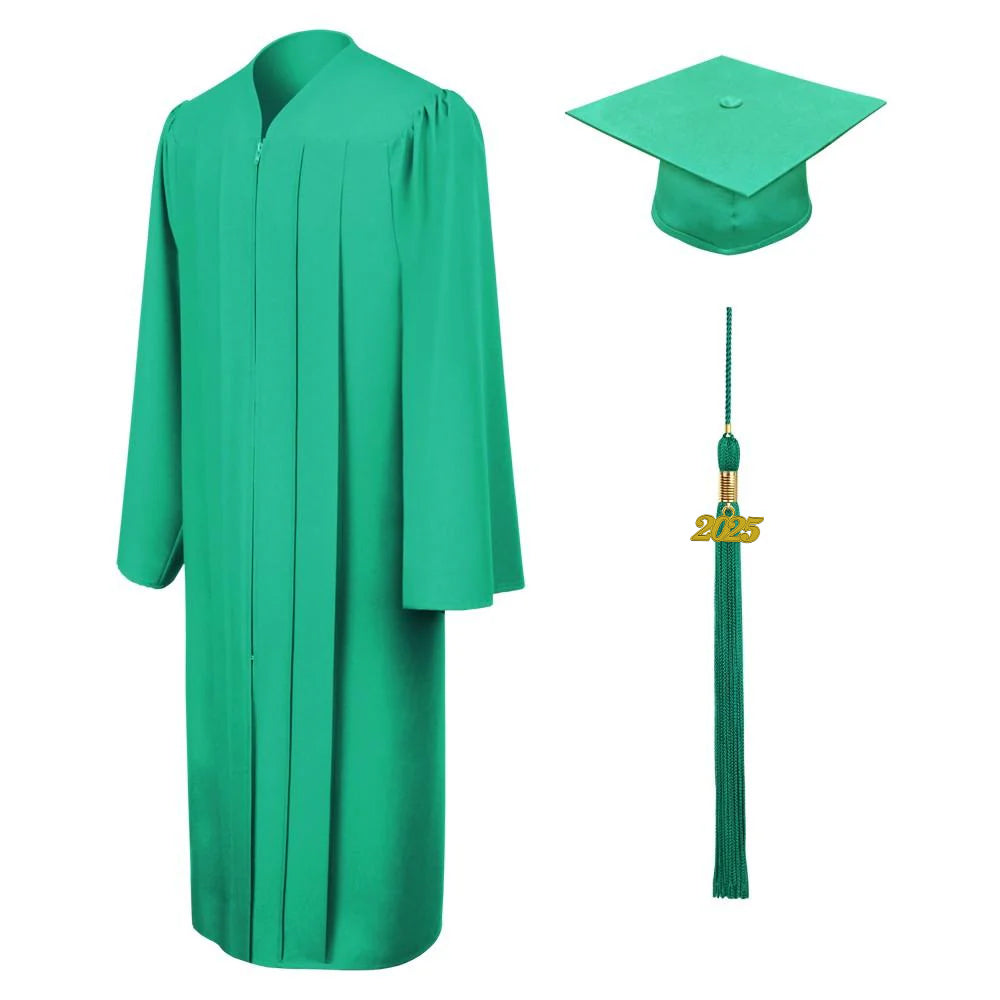 Matte Emerald Green Graduation Cap & Gown